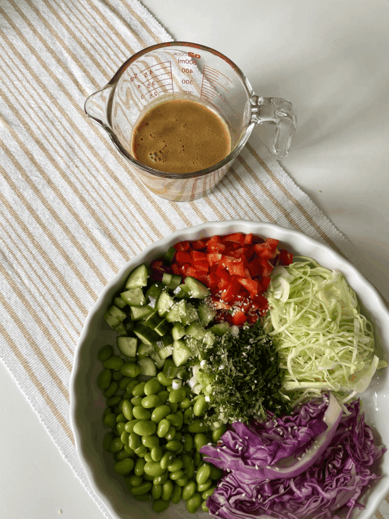 Rainbow Crunch Salad With A Spicy Peanut Dressing Nutrition By Kirby